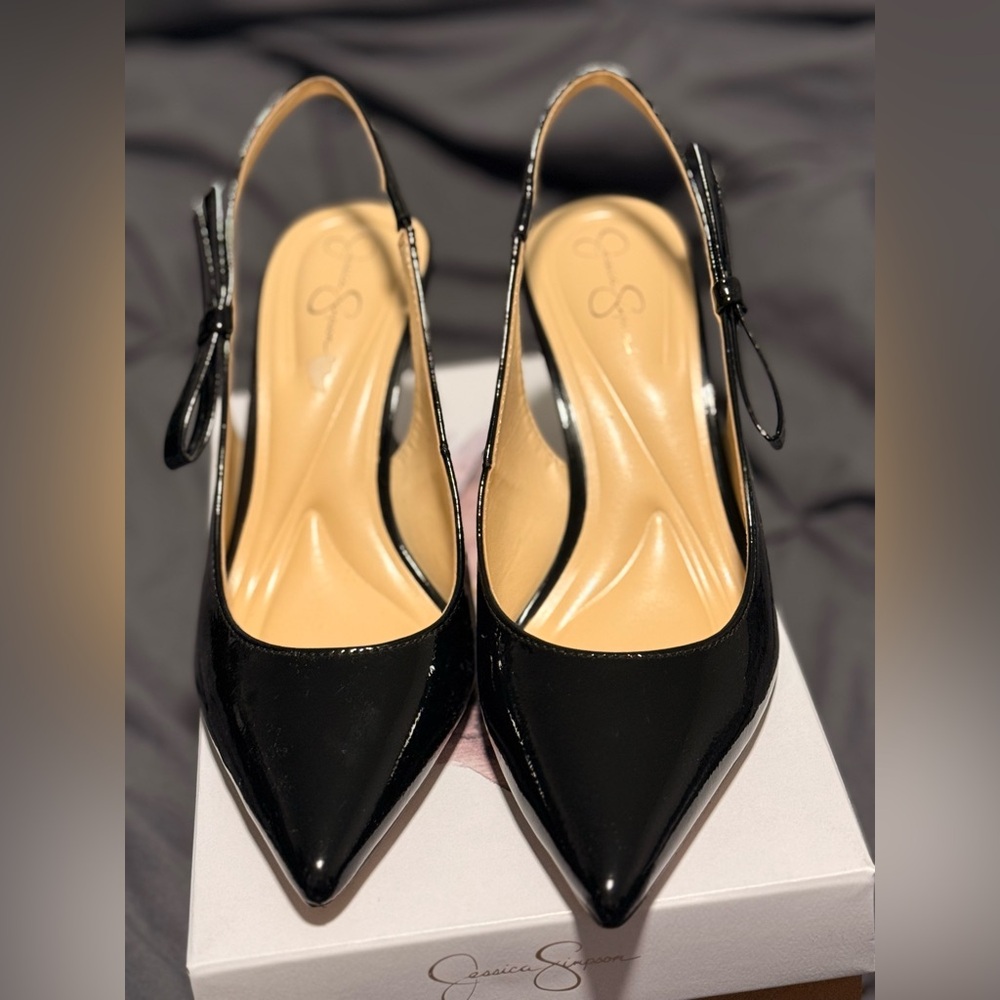 Jessica Simpson Black Patent Slingback Heels